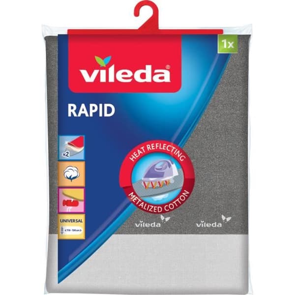 Vileda Rapid, Strykbrädesöverdrag, Bomull, Grå, 1300 x 450 mm, 225 mm, 55 mm