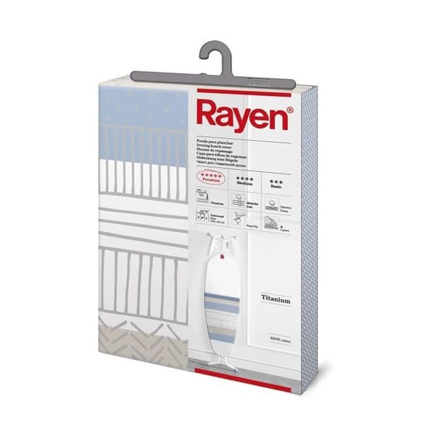 Premium klämma strykbräda överdrag - 130 x 47 cm - vit, grå och blå
