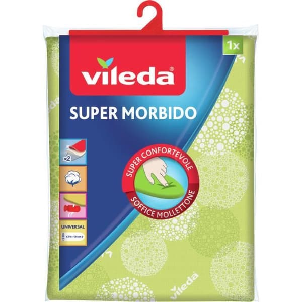 Vileda SuperMorbido, Strykbrädesöverdrag, Bomull, Grön, Mönster, 1300 mm, 450 mm