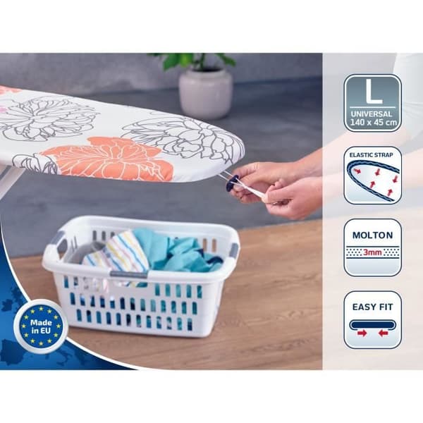 Housse för strykbord Leifheit Cotton Comfort L 71602, vaddering av 3 mm fleece, för strykbord max. 140 x 45 cm