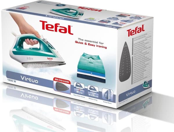 Tefal Virtuo FV1710 Dampstrygejern Non-stick sålplade 1800 W Grøn, Hvid