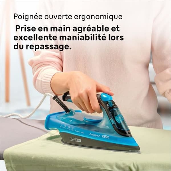 Braun FI3194 BK Freestyle 3 - Steam Iron - Power 2400 W - Constant Steam 45 g/min Pressing 200g/min - Superceramic Sole