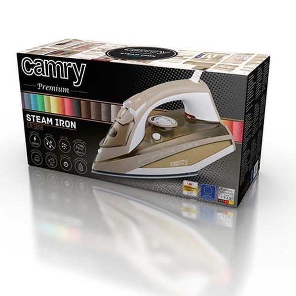 Camry CR 5018 Höyrysilitysrauta Ceramic Ultra Glide Ruskea, harmaa, valkoinen 3000 W