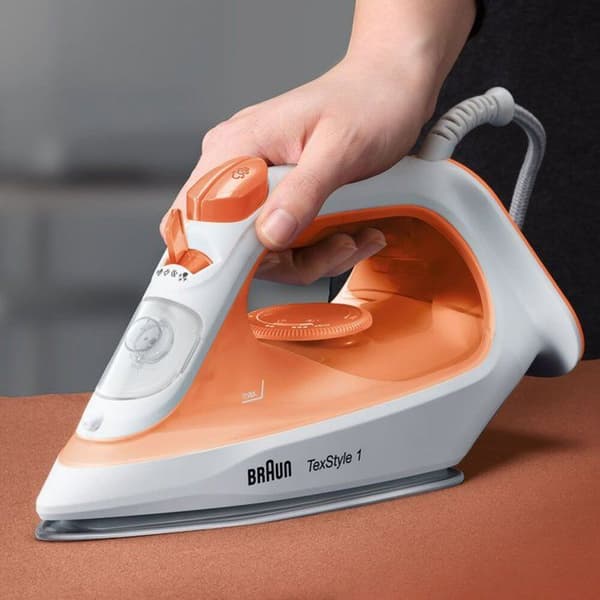 Braun TexStyle 1 SI 1009, ångstrykjärn, non-stick-sula, 1,9 m, 25 g/min, Orange, Vit, 120 g/min