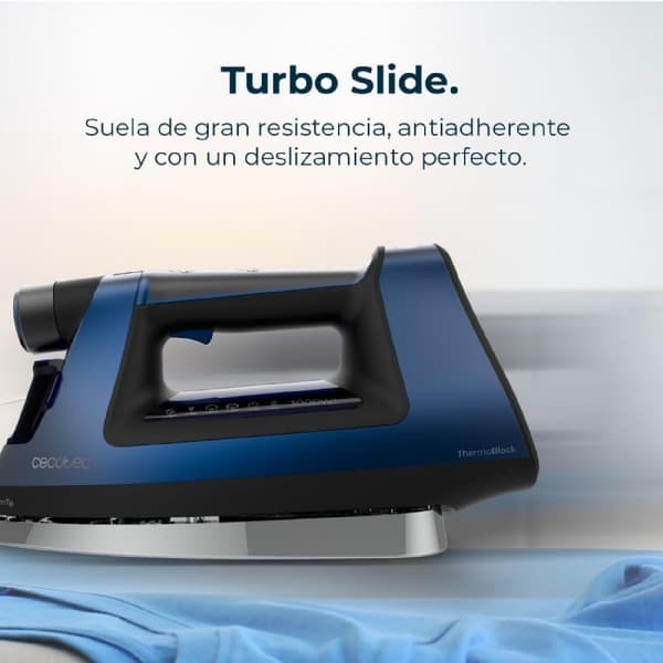 Cecotec Horizontal steam iron with pump and thermoblock, 3000 W. Temperature knob depending on the fabric, double anodised soleplate with double heat