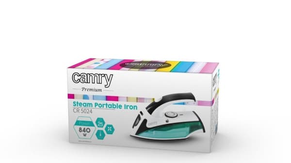 Camry | CR 5024 | Steam Travel rauta | 840 W | Vesisäiliön tilavuus 40 ml | Valkoinen/vihreä/musta