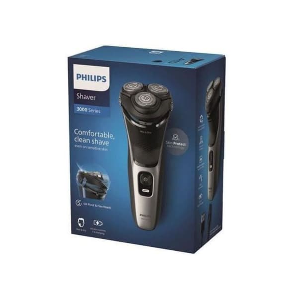 PHILIPS - 3-huvud rakapparat Serie 3000 - autonomi 60 min - Litiumjonbatteri - svart - S3143.00