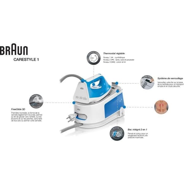 BRAUN IS1012BL - Carestyle 1 Steam Station - 5,5 bar - Ångtryck 340 g/min - Kapacitet 1,5 L
