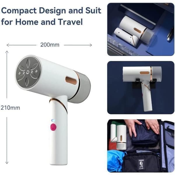 Garment Steamer, 1600W handhållen Garment Steamer, Vertikalt strykjärn, Bärbar Garment Steamer, 250ML Tank, Vit