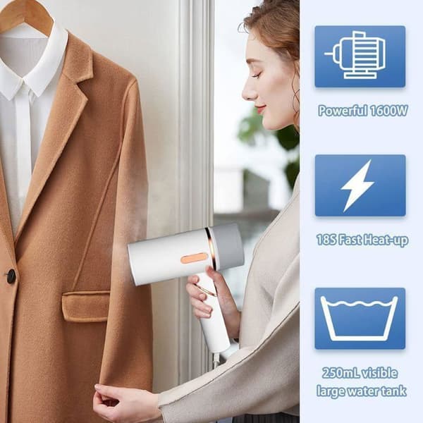 Garment Steamer, 1600W handhållen Garment Steamer, Vertikalt strykjärn, Bärbar Garment Steamer, 250ML Tank, Vit