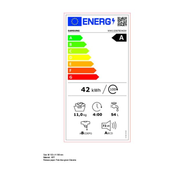 Pesukone Samsung WW11DB7B34GWU3 60 cm 1400 rpm 11 Kg