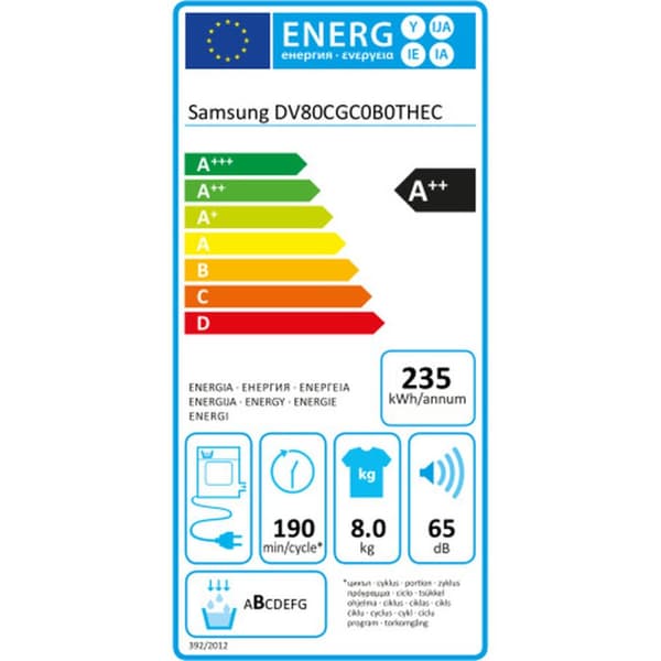 Kondensationstork Samsung DV80CGC0B0THEC 60 cm 8 kg Vit