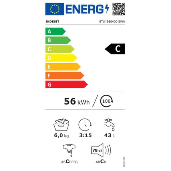 Vaskemaskine Indesit BTWS60400SPN 6 Kg