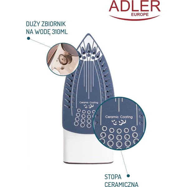 Adler Ad 5030 Dampstrygejern 3000w Søvfarvet