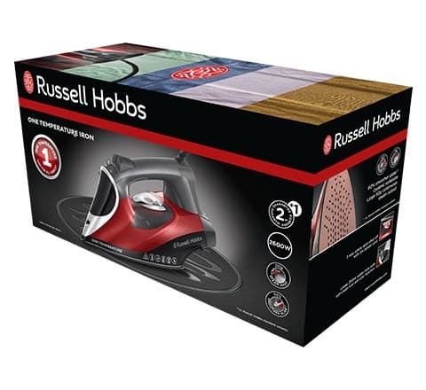 Russell Hobbs 25090-56 jern Tør & Dampstrygejern Keramisk strygesål 2600 W Sort, Grå, Rød