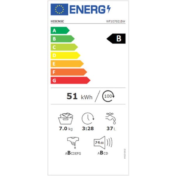 Vaskemaskine Hisense WF1G7021BW 60 cm 1200 rpm 7 kg