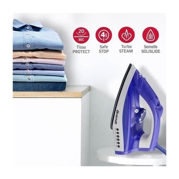 BRANDT - Strykjärn - 2200 W - ångflöde 25g/mm - ångfunktion 150g/min - genomskinlig lila/vit - BFV20V