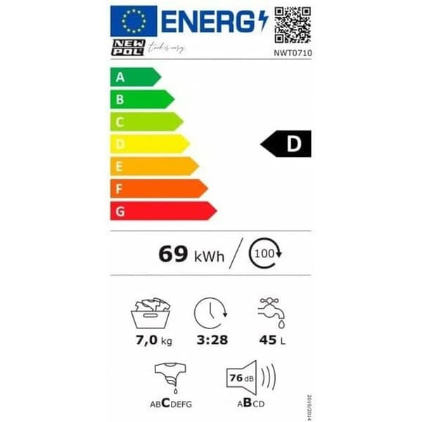 Pesukone NEWPOL NWT0710 59,7 cm 1000 rpm 7 kg