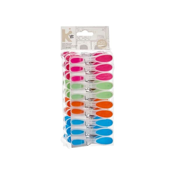 Klädnypor Multicolour Silikon Plast 20 Delar Set (24 antal)