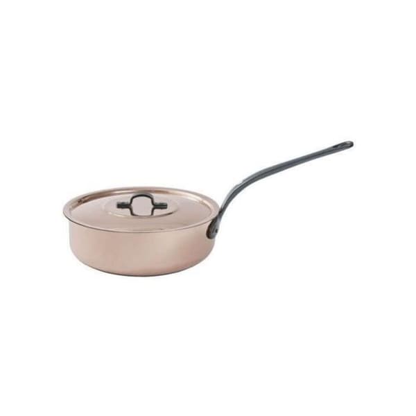 BAUMALU - Sautérpanna - 24 cm - i koppar - med lock i koppar - kapacitet 3 L - höjd 7.5 cm - B'Chef'