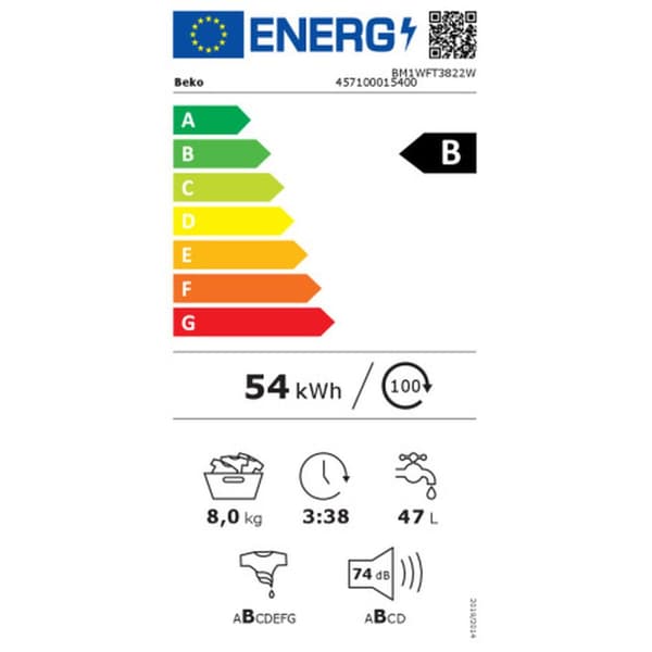 Pesukone BEKO BM1WFT3822W 8 kg 60 cm 1400 rpm