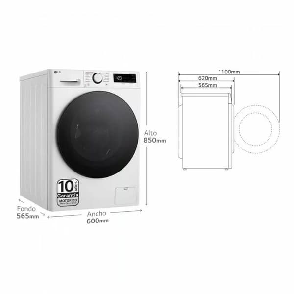 Smart Vaskemaskine-Tørretumbler LG F4DR6011AGW 11 kg/6 kg 1400 rpm