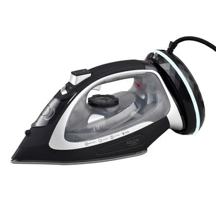 Adler Dampstrygejern | AD 5043 | Dampstrygejern | 2800 W | Vandtankkapacitet 300 ml | Konstant damp 30 g/min | Dampskudydelse 42 g/min | Sort/Sølv