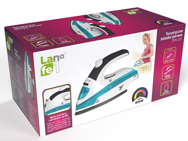 LAFE ZPH-201 Tørt strygejern Non-stick sålplade 800 W Blå, Hvid