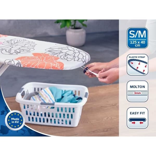 LEIFHEIT Strygebrætbetræk Bomuld Komfort S/M 71601 Leifheit til strygebræt 120 x 40 cm maks. fyldning 4 mm