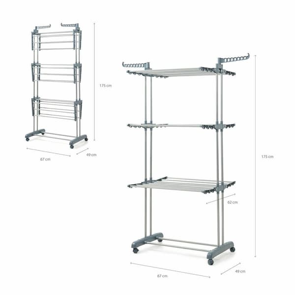Pack Vertikalt hopfällbart torkställ med hjul och Klädvikare InnovaGoods