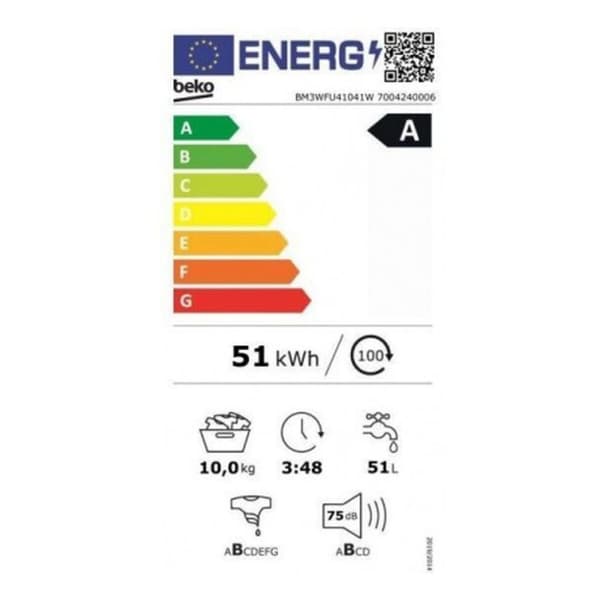 Vaskemaskine BEKO BM3WFU41041W 60 cm 1400 rpm 10 kg