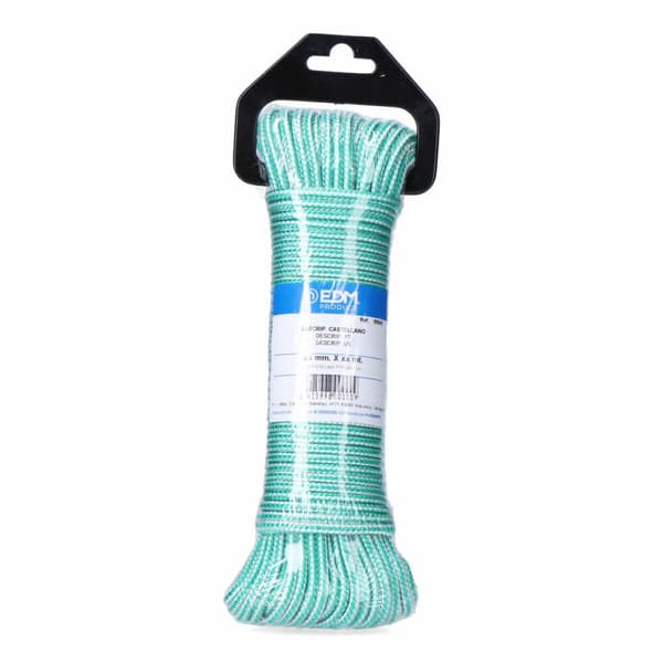 Snørebånd, ledning EDM 87912 Hvid Grøn polypropylen 4,5 mm x 25 m Fletning