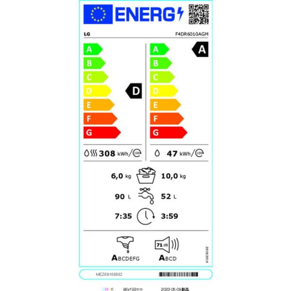 Washer - Dryer LG F4DR6010AGM 10kg / 6kg Sort