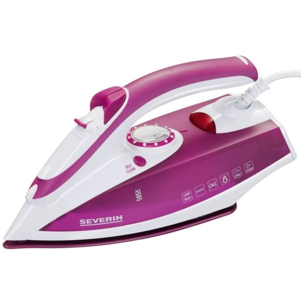 SEVERIN BA 3243 - Ångstrykjärn - sula rostfritt stål - 2400 W - vit/lila