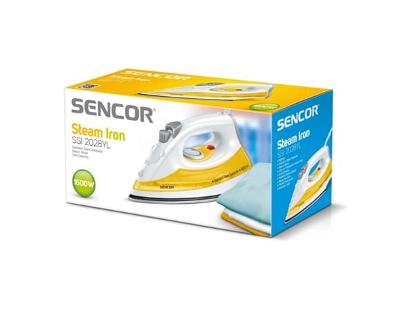 Sencor SSI 2028YL, Torr & Ångstrykjärn, Stryksula i rostfritt stål, 1,65 m, Orange, Vit, 0,2 l, 360°