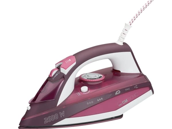 Clatronic DB 3705, Dampstrykejern, Keramisk strykesåle, Rosa, 0,38 l, Avtagbar, 2600 W
