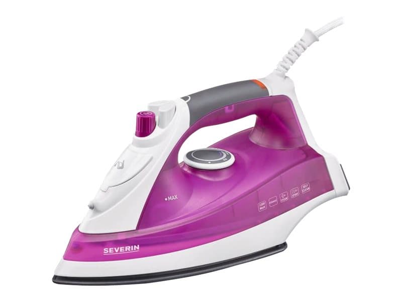 Severin BA 9659, Steam iron, Ceramic soleplate, 80 g/min, Purple, White, 0.4 L, 2200 W