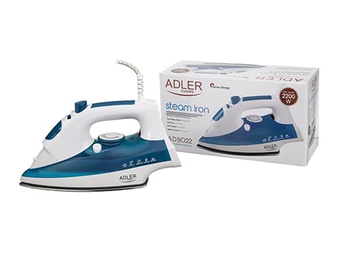 Adler AD 5022, Kuiva- & höyrysilitysrauta, Keraaminen pohjalevy, Sininen, Valkoinen, 2200 W, 220-240 V, 50 Hz
