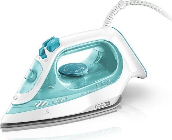 Braun TexStyle 3 SI 3041 - Dampstrykejern med automatisk slukking - såleplate: FreeGlide 3D SuperCeramic - 2350 W - turkis