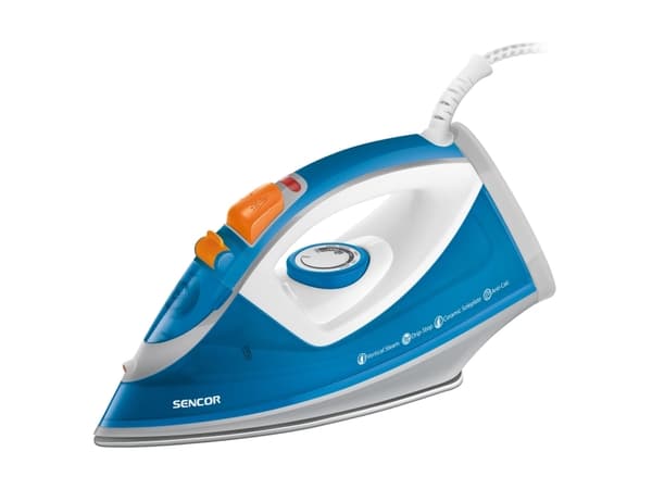 Sencor SSI 7710BL, Tørr & dampstrykejern, Keramisk strykesåle, 3 m, 120 g/min, Blå, Hvit, 25 g/min