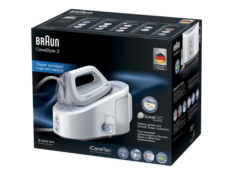 Braun CareStyle 3 IS 3042 - Dampstrykejern med automatisk slukking - såleplate: Eloxal 3D - 2400 W - hvit