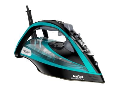 Tefal Ultimate Pure FV9844, Kuiva- & höyrysilitysrauta, Durilium Autoclean -pohjalevy, 2,5 m, 250 g/min, Musta, Sininen, 60 g/min