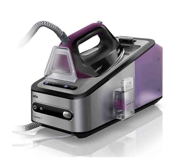 Braun CareStyle 7 IS 7144 BK, Tørr & dampstrykejern, Eloxal-strykesåle, 1,8 m, 450 g/min, Svart, Lilla, Sølv, 2 l