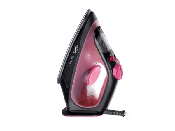 Braun TexStyle 1, Kuiva- & höyrysilitysrauta, Keraaminen pohjalevy, 1,9 m, 130 g/min, Musta, Purppura, 0,22 L