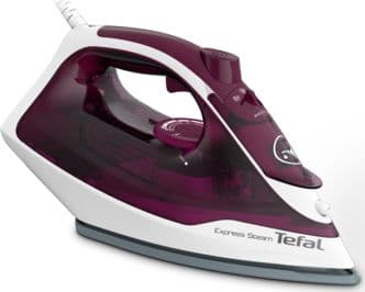 Tefal Express Steam FV2835E0, Torr & Ångstrykjärn, Strykjärnssula Cerilium, 1,9 m, 160 g/min, Lila, Vit, 35 g/min