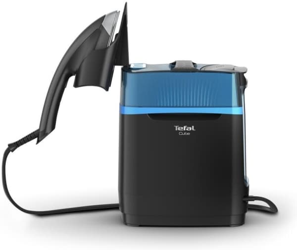 Tefal Cube UT2020, Handhållen klädångare, 1,1 l, 1,17 min, Svart, Blå, 90 g/min, 200 g/min