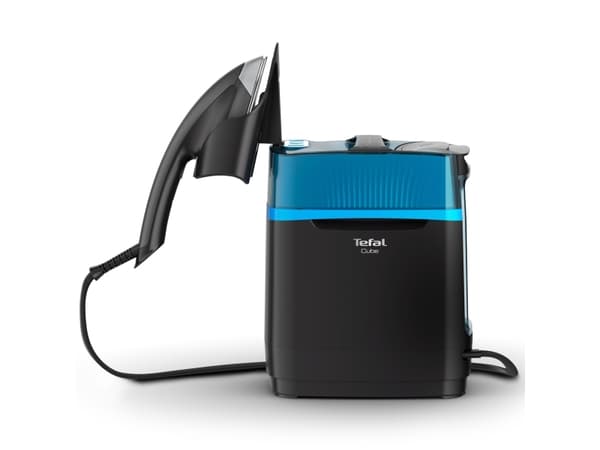 Tefal Cube UT2020, Handhållen klädångare, 1,1 l, 1,17 min, Svart, Blå, 90 g/min, 200 g/min