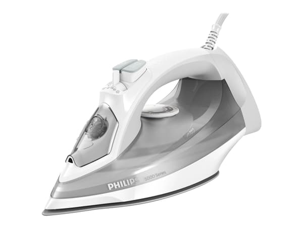 Philips 5000 series DST5010/10 Höyrysilitysrauta, Höyrysilitysrauta, SteamGlide Plus -pohjalevy, 2 m, 160 g/min, Harmaa, Valkoinen, 40 g/min