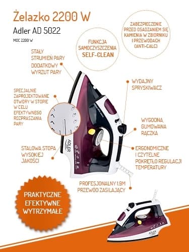 Adler AD 5022 Silitysrauta 2200 W