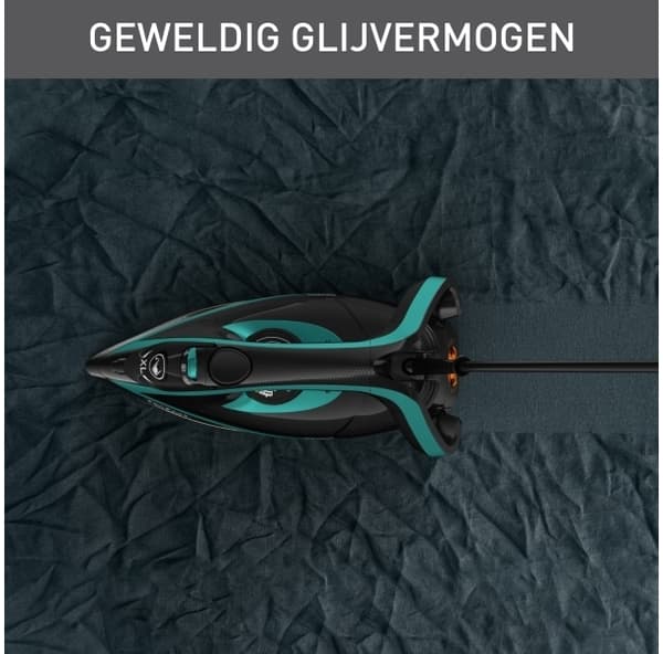 Tefal Puregliss FV8066, Tørr & dampstrykejern, Durilium AirGlide Autoclean soleplate, 2 m, 280 g/min, Sort, Blå, 50 g/min